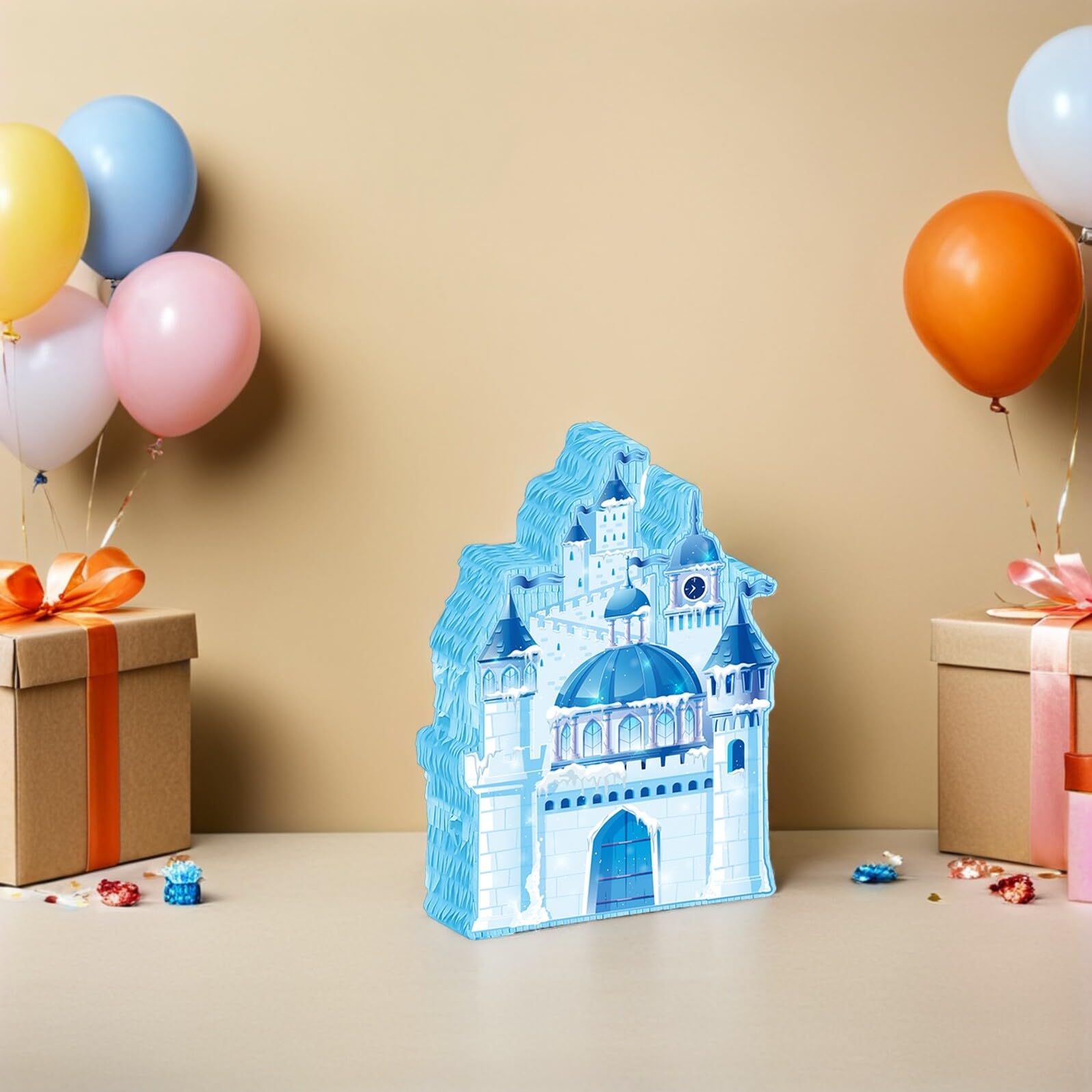 Weihnachts Hängepiñata Schloss Piñata aus Papier mit Einfachem Aufhängen und Spannendem Partyspiel für Prinzessinnen Geburtstagsfeiern und Winterpartys