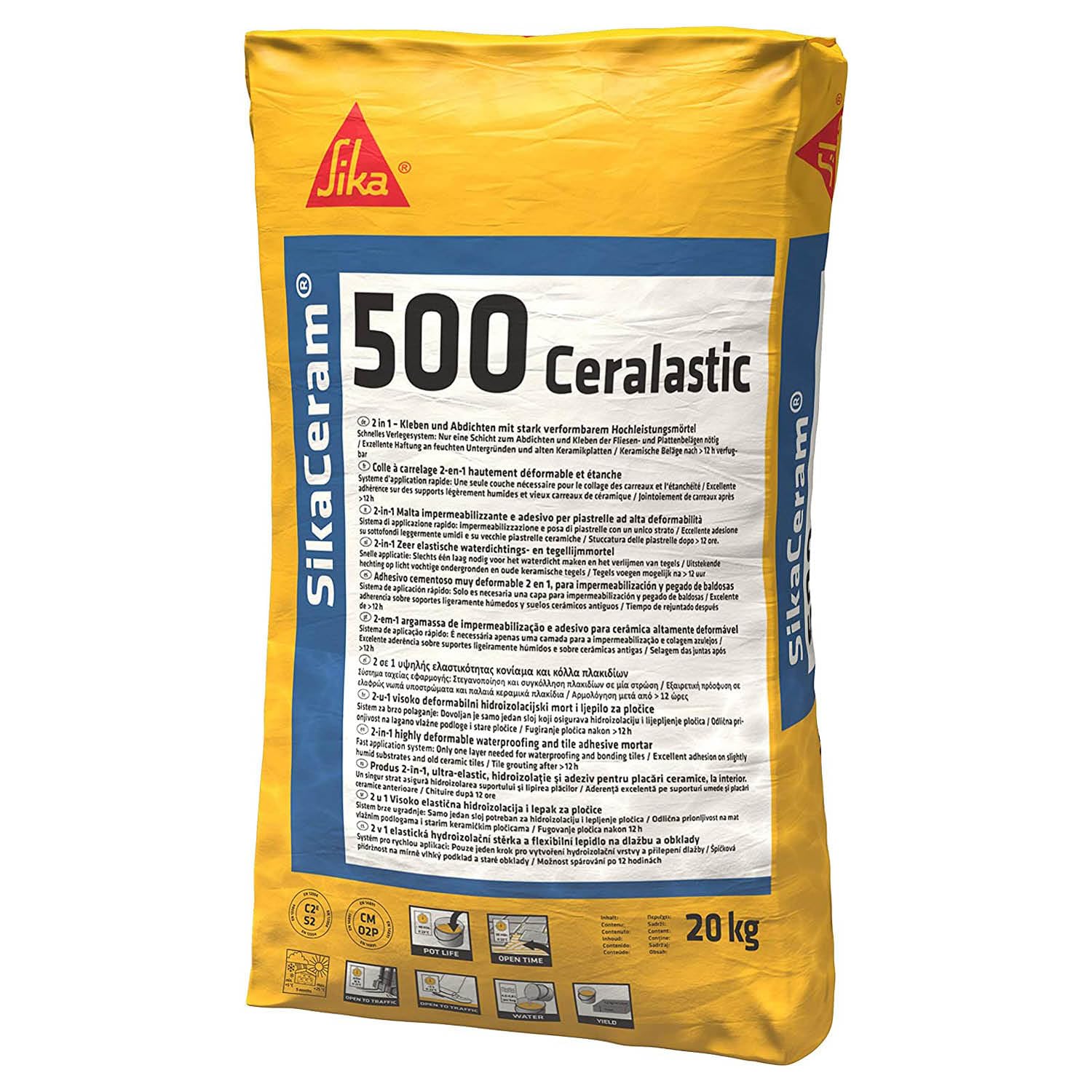 SIKA - Impermeabilizzante e colla - SikaCeram 500 Ceralastic - Grigio, 20kg