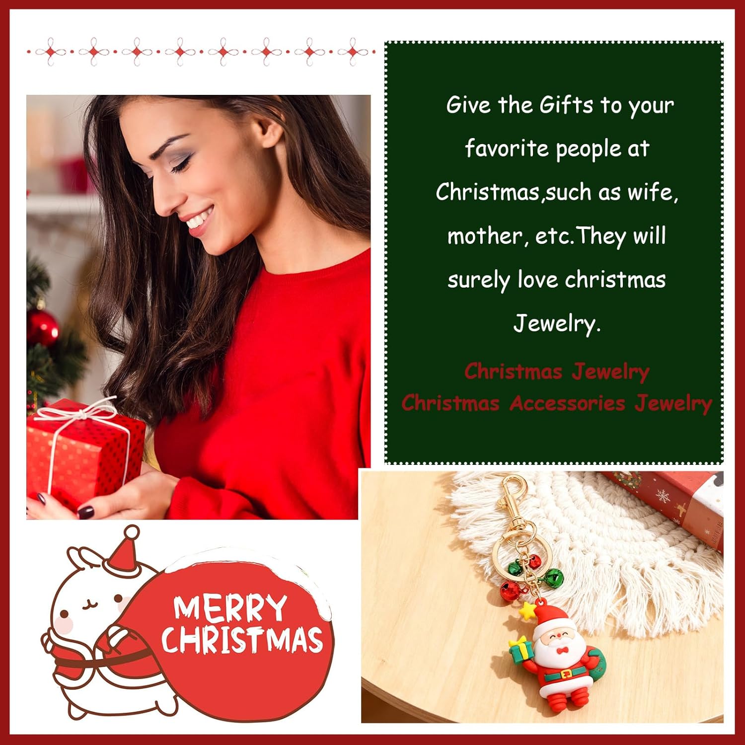 Angyape Cute Christmas Keychain Christmas Bag Charms Purse Charms for Handbags Tote Bags Gifts for Women - Image 2