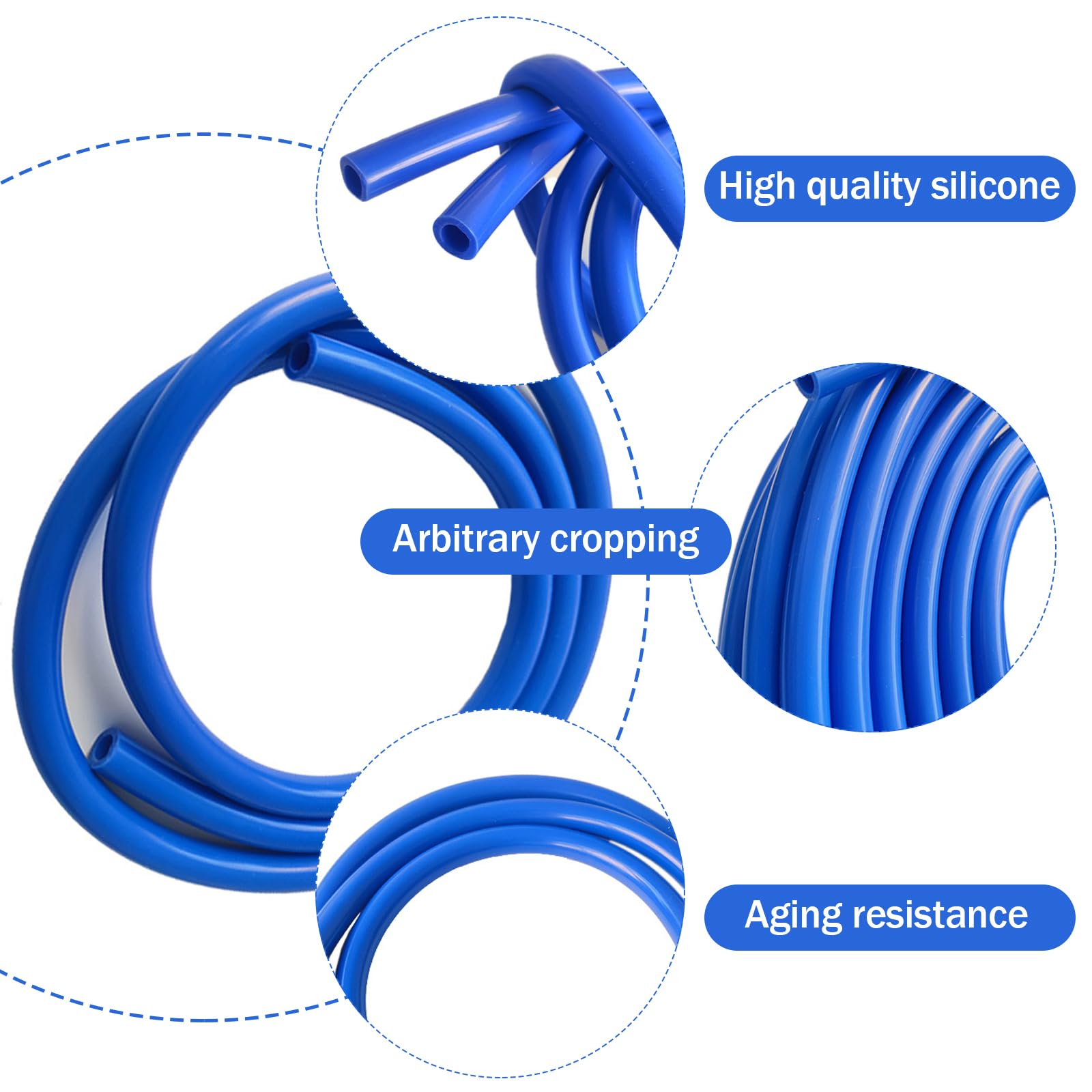 Tubo Silicone Vuoto 3mm 3M per Auto Turbo Indicatore Blu