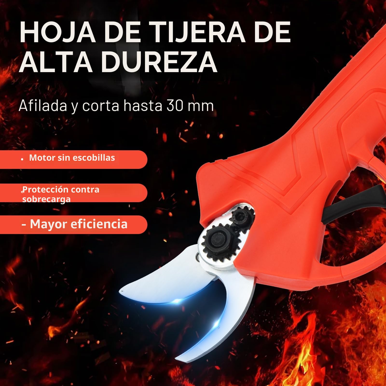 Tijeras de Podar Electricas 30MM, Tijeras de Podar Bateria con 2 Batería 2000 mAh, Podadora Eléctrica Recargable Para Jardín, Ramas, Macizo de Flores,Olivos, Vides, Manzanos