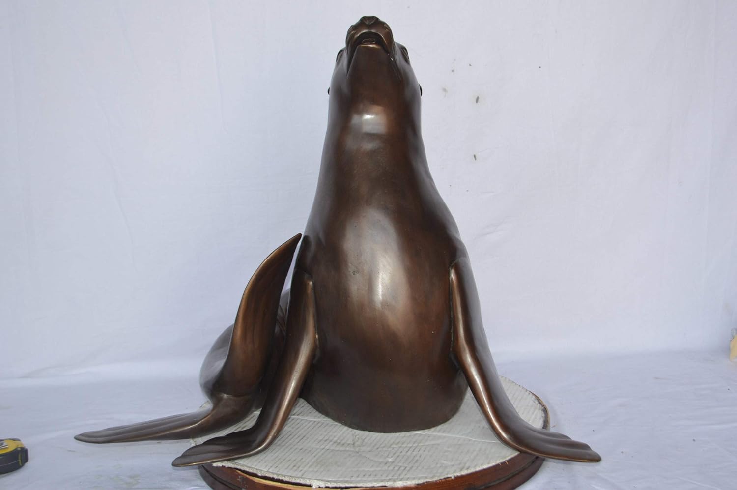 Nifao Bronze Seal Fountain Statue – Outdoor Indoor Water Feature Sculpture, Glossy Finish Decor, 5" L x 5" W x 45" H