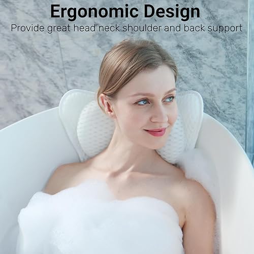 Miniatura 2 de Almohadas de baño para soporte de cuello y espalda, almohada de baño de 19.7 x 18.5 pulgadas, almohada de baño de lujo con tela de malla 4D suave y