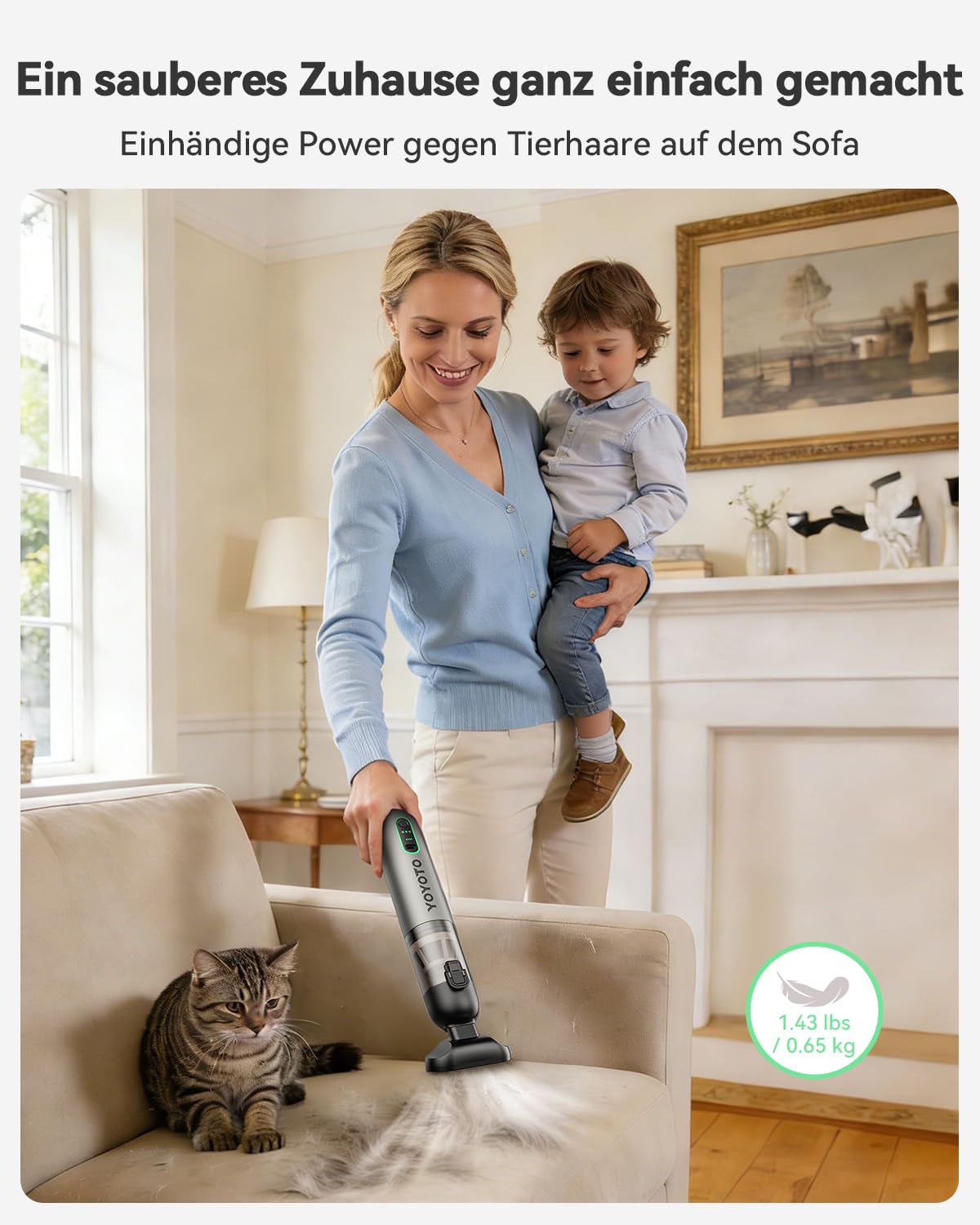Akku-Autostaubsauger mit starker Leistung, 4-in-1 Handstaubsauger Akku 22000Pa/54 AW, 15-45min Laufzeit, 2 HEPA Filter, Mini Staubsauger für Auto, Bürotisch, PC