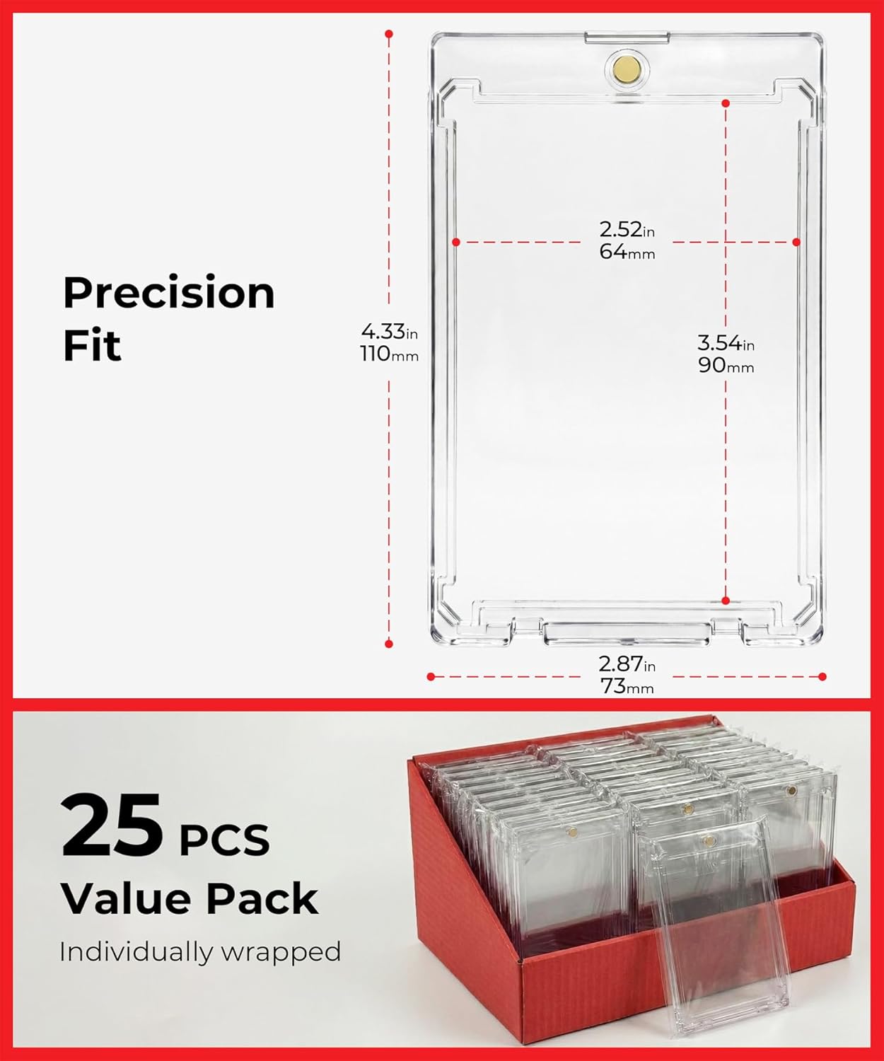 25 Pack 360PT Magnetic Card Holders for Jumbo Relics - Extra Deep One Touch Case with UV Protection & Diamond Corners - Archival Safe Protectors for Thickest Memorabilia Cards, Artifacts