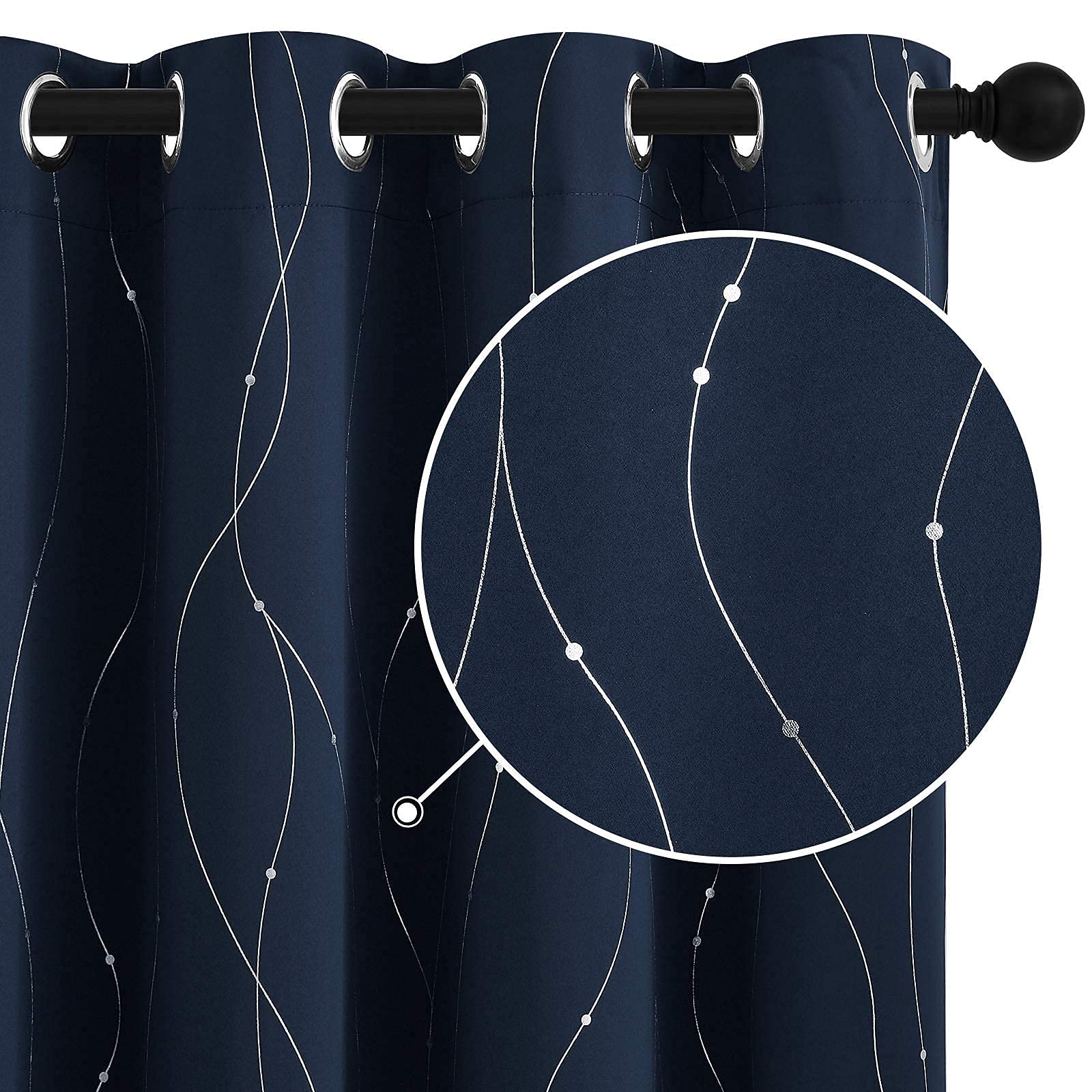 StangH Navy Blue Blackout Curtains