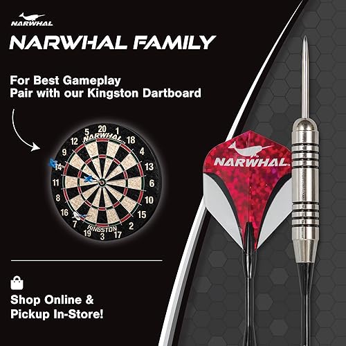 Miniatura 5 de Narwhal Tournament - Dardos de punta de acero de 0.78 oz, paquete de 3 dardos de 5.5 pulgadas con punta de metal y estuche de almacenamiento