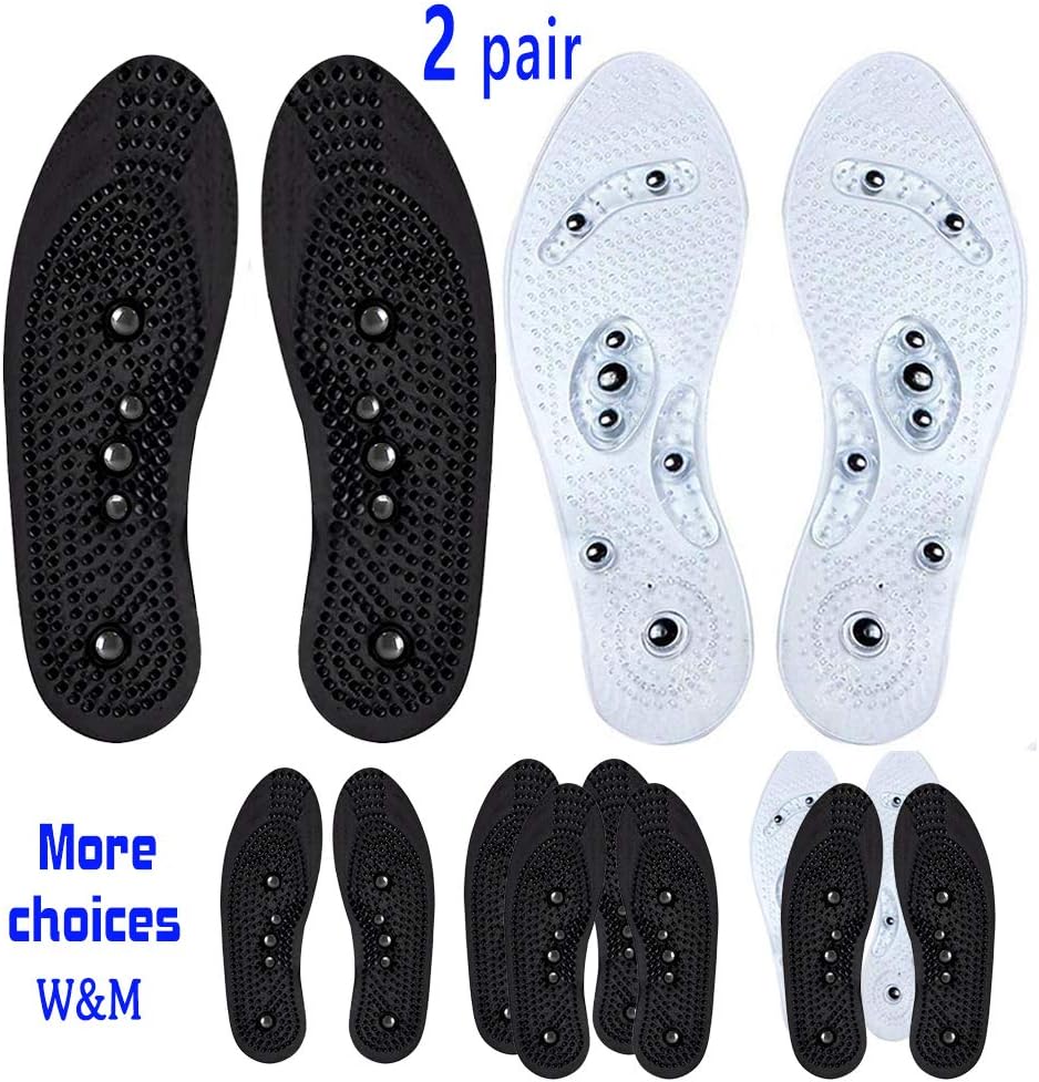 Foot Acupressure Magnetic Massaging Insoles - Massage Insoles Reflexology Plantar Fasciitis Pain Relief Breathable Deodorant Comfort Bamboo Charcoal Silicone Insoles for Men and Women