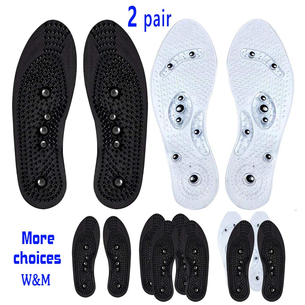 Foot Acupressure Magnetic Massaging Insoles - Massage Insoles Reflexology Plantar Fasciitis Pain Relief Breathable Deodorant Comfort Bamboo Charcoal Silicone Insoles for Men and Women