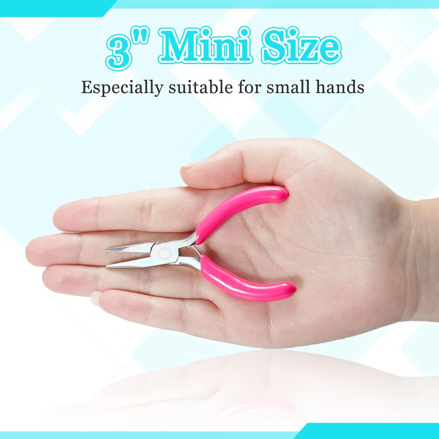 SPEEDWOX Mini Long Nose Pliers 3" Chain Nose With Pink PVC Handle for Jewelry Making, Wire Wrapping, Beading, DIY Craft and Hobby Supplies image 5