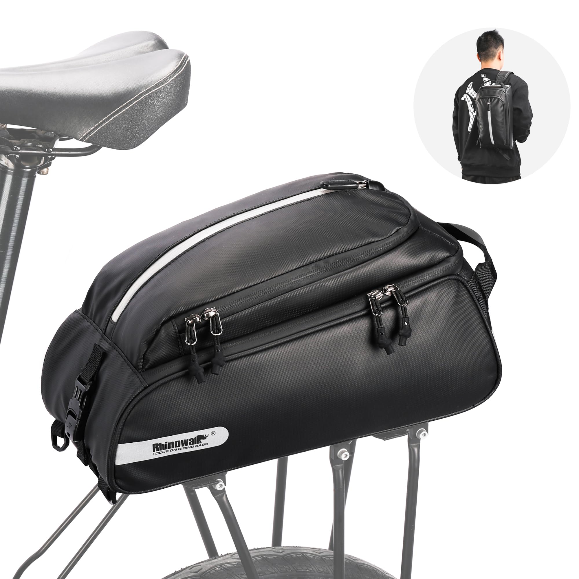 Kinpit Bike Trunk Bag Bike Pannier Bag Bike Rear Seat Bag Waterproof Bicycle Cargo Rack Saddle Bag Commuter Bag Shoulder Bag Laptop Pannier Rack Bicycle Bag