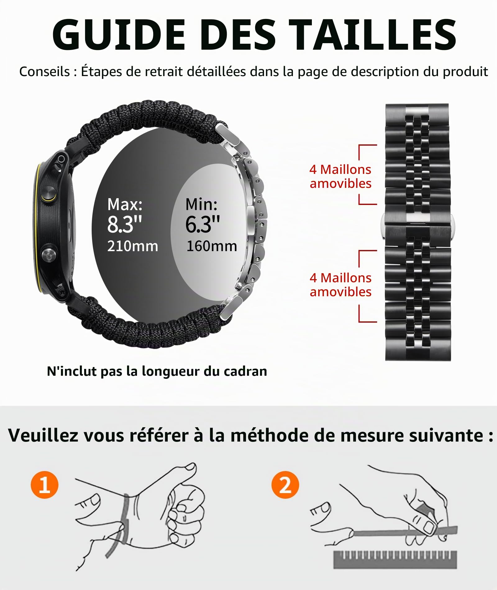 BINLUN Compatible avec Garmin Watch Bracelet 22mm 26mm Tressé 550 Paracorde Acier Bracelets Montre Compatible avec Quickfit Compatible avec Fenix Compatible avec Forerunner Compatible avec Approach