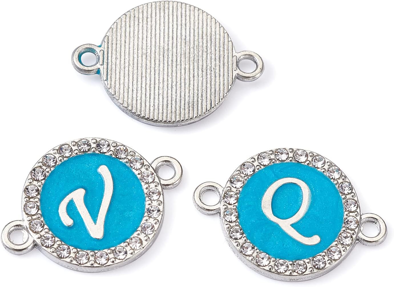 Craftdady Enamel Pendant Flat Round Connector Charm for DIY Jewelry Crafts Making