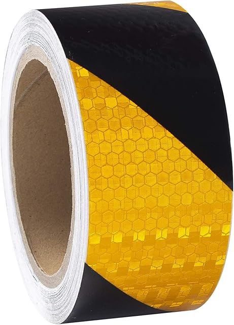 XFXIA Reflective Tape Safety 2" X 33ft, Conspicuity Tape Strip Waterproof Warning Tape, Reflective Warning Sticker Hazard Caution Tape Strong Reflectivity Bright Safety Reminder Tool, Yellow/Black