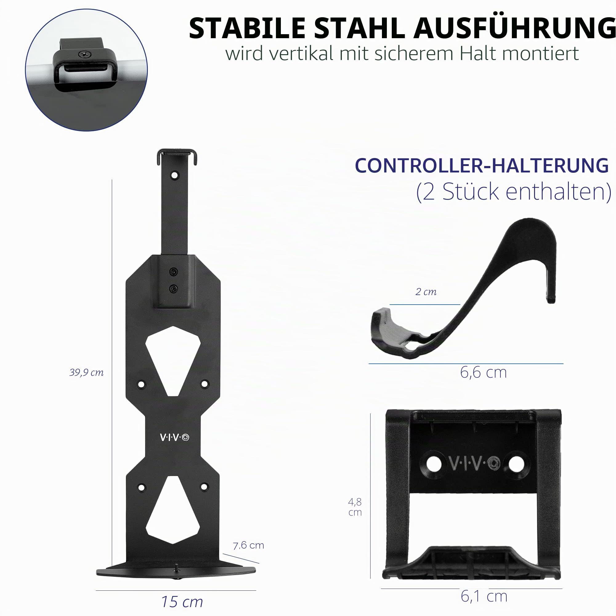 VIVO Wandhalterung aus Stahl für PS5 Spielekonsole, vertikales Display für Playstation 5, offenes Design, 2 Controller-Halterungen, schwarz, MOUNT-PS5B