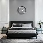WISKALON 12 Inch Gray Wall Clock Silent Battery Operated Modern 3D Numerals Clocks, Decor for Bedroom Office Bathroom Kitchen Living Room