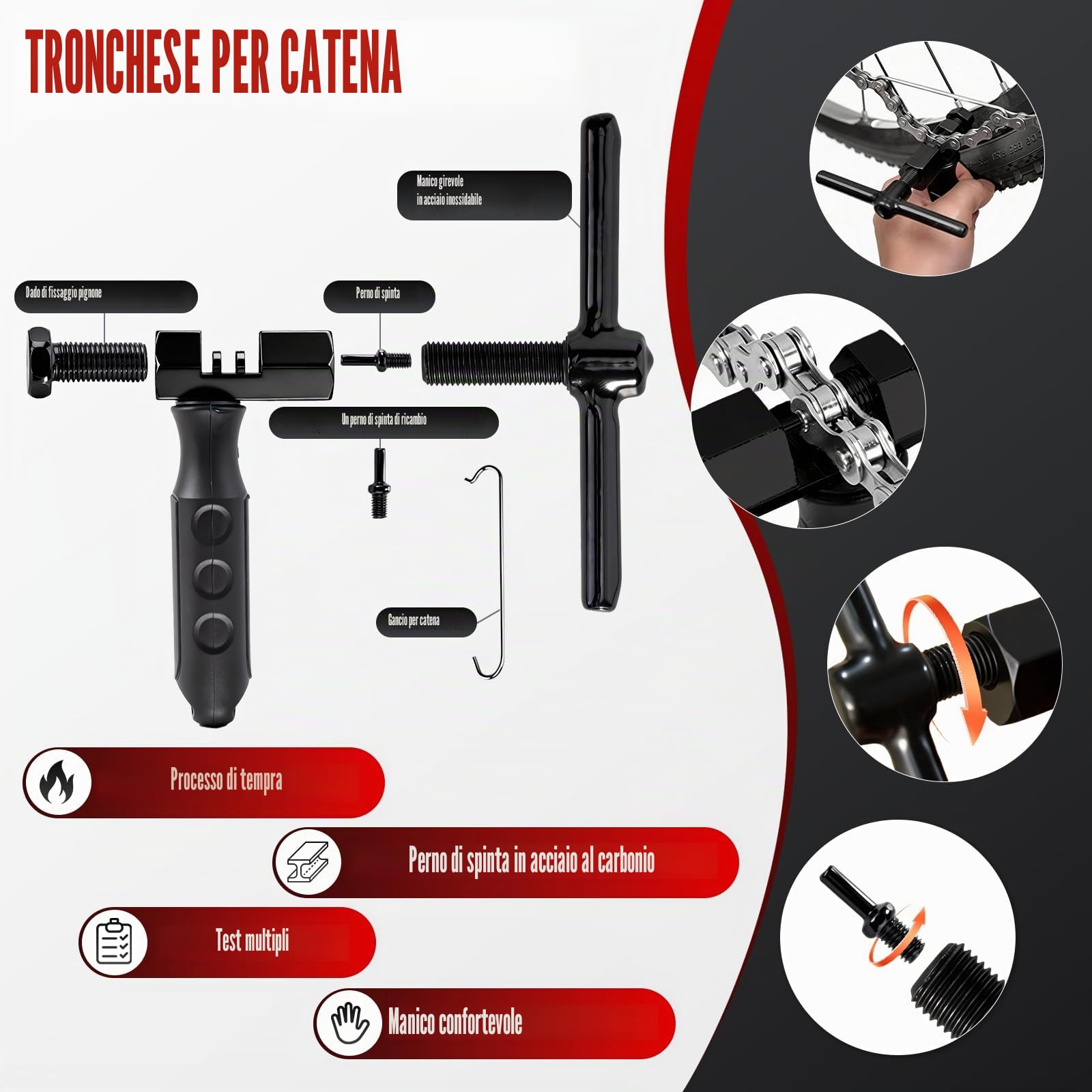 Set di estrattori per pedivelle per bicicletta con frusta per catena e smonta cassette – Chiave per meccanismo centrale, strumento per meccanismo centrale, attrezzo per bicicletta per pedivella