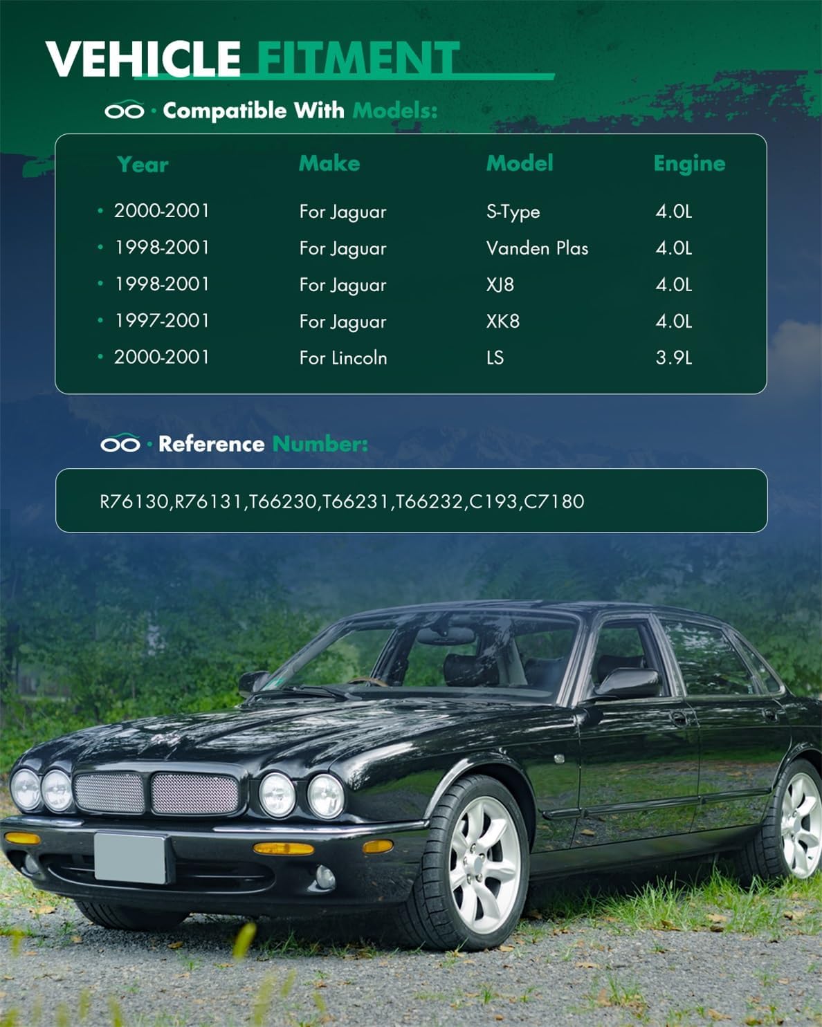 SCITOO Engine Timing Chain Kit W/Tensioner Guide Rail Replaces For Jaguar S-Type 2000 2001 Vanden Plas XJ8 1998 1999 2000 2001 XK8 1997-2001 LS 2000 2001