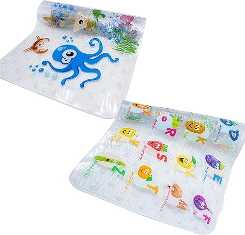 Tapetes de baño para niños pequeños, antideslizantes, de dibujos animados, grandes, antideslizantes, para suelo, 35 x 15, lavables a máquina, tamaño