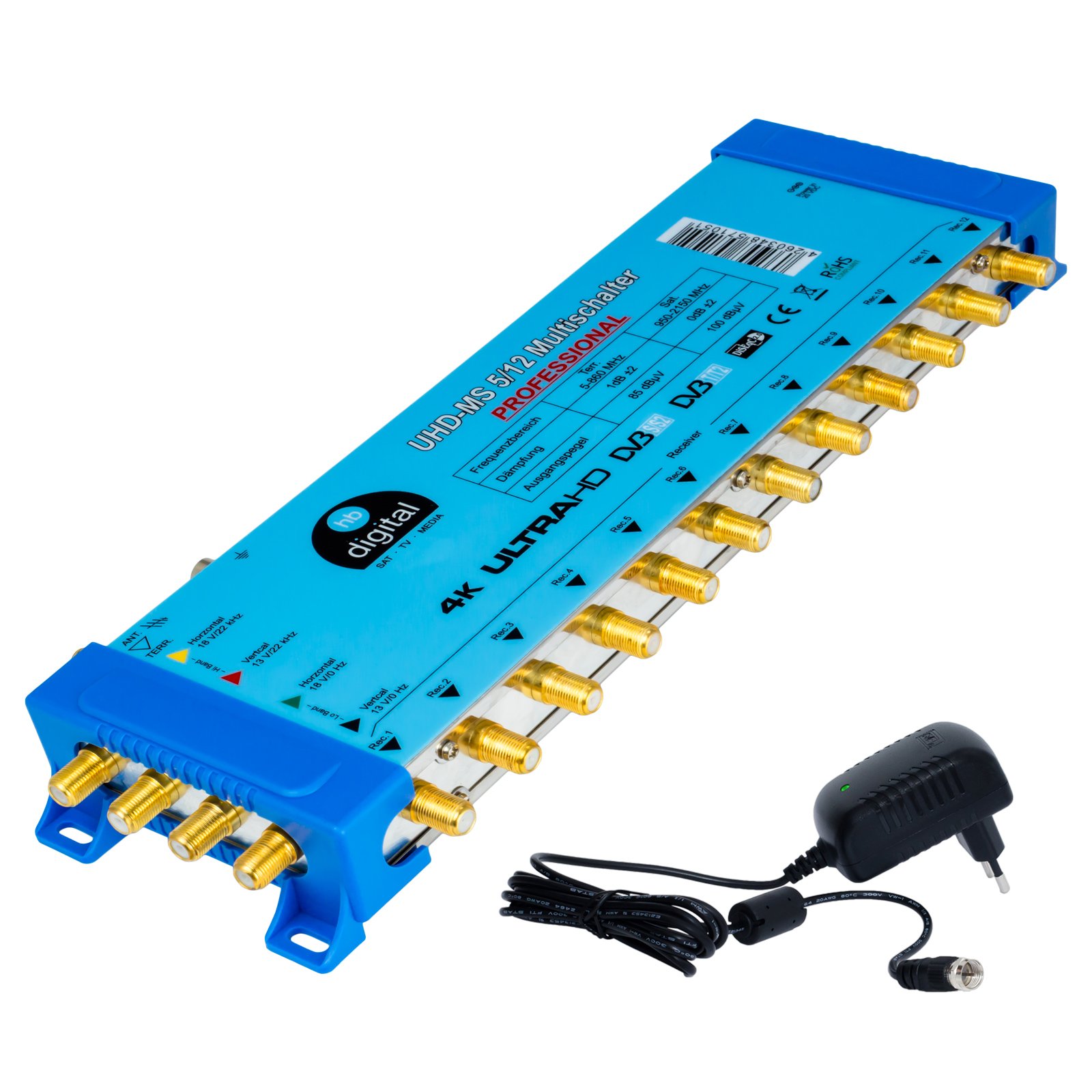 Multischalter 5/12 OPTICUM +Quattro LNB Sat Multiswitch HDTV HD 4K 12 Teilnehmer 556 1492
