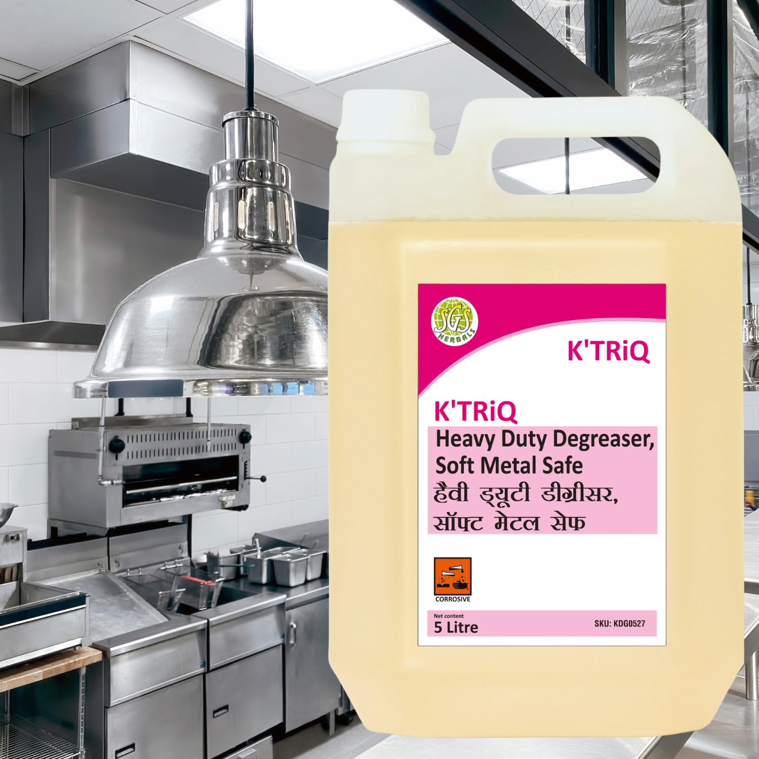 K'TRiQ Powerful Kitchen Cleaner & Degreaser Removes Oil, Food Stains, Grease and Grime. Cleans Kitchen Slabs, Tiles, Floor, Sink, Marble (5 Litre Pack of 1) 2