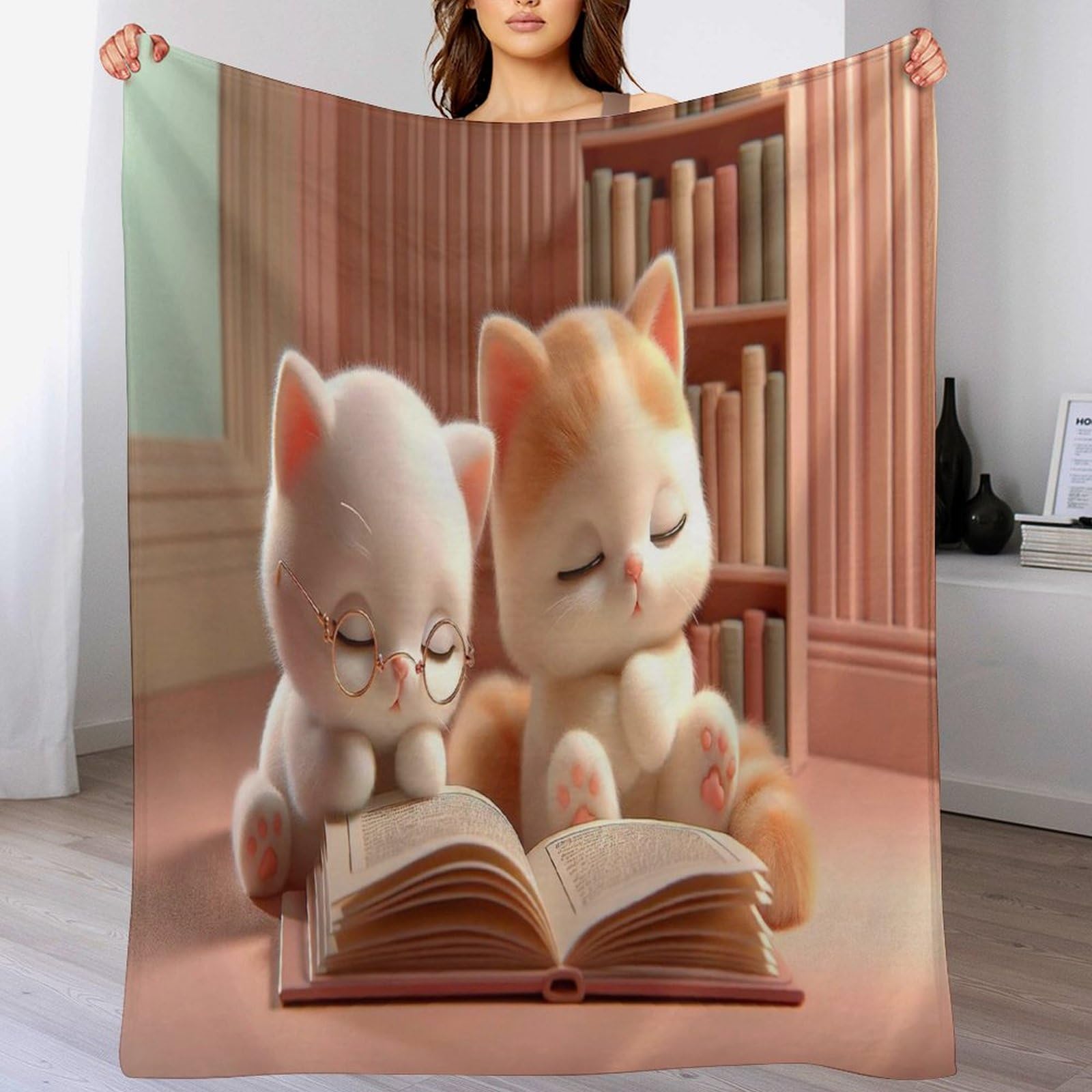 Couverture chat impression 3D et couvre-lit en polaire flannel pour linge de lit