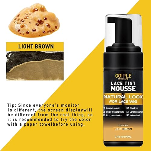 Miniatura 3 de Mousse de tinte de encaje para pelucas, tupés y postizos de mujer, color de encaje de acabado natural, 3.4 onzas líquidas, con barra de cera para el