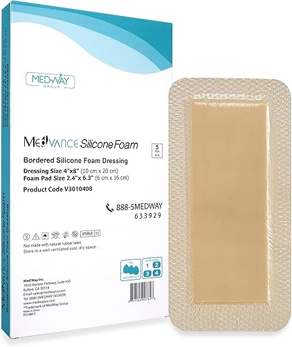 Miniatura 23 de MedVance Aderezo de silicona plateado con borde estéril altamente absorbente, sacro, sacro, 9 x 9 pulgadas (almohadilla de 6.6 x 6.4 pulgadas), 5