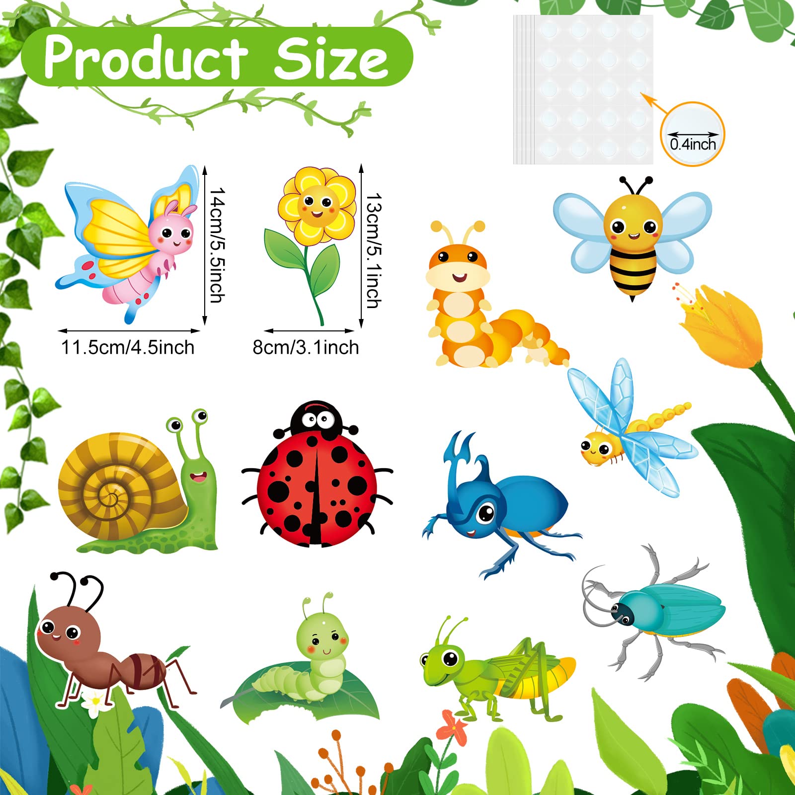 60 Pieces Spring Summer Insect Theme Cutouts Classroom Bulletin Board Decoration Bug Butterfly Sunflower Bee Cutouts for Early Childhood Teacher Student School Wall Birthday Party Decoration - Image 2