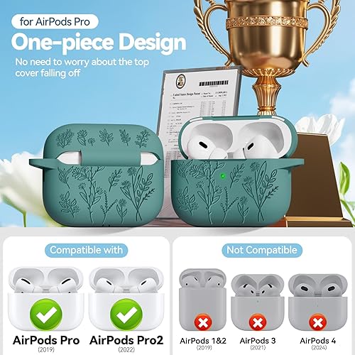 Miniatura 2 de Funda de silicona con kit limpiador (tapa magnética verde pino, para Airpods Pro 12)