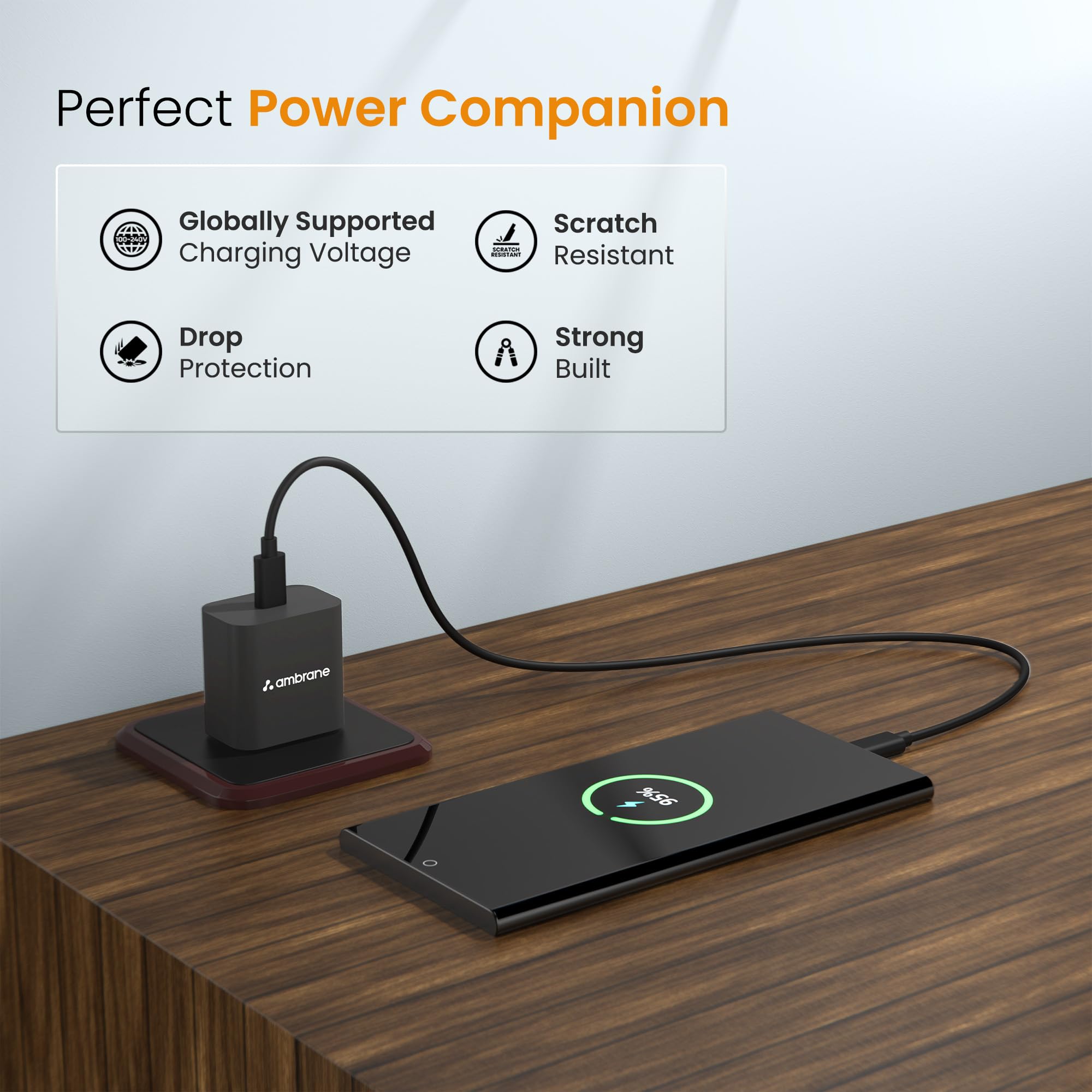 Ambrane 20W Type C Mobile Charger Adapter, Fast Charging for Android, iPhone 16/15/14/13/12/11/X (Pro,/Plus/Max Series), Samsung, Pixel & Oppo,Vivo Other Type C Enabled Devices, (M20,Black) — Amazon image 5