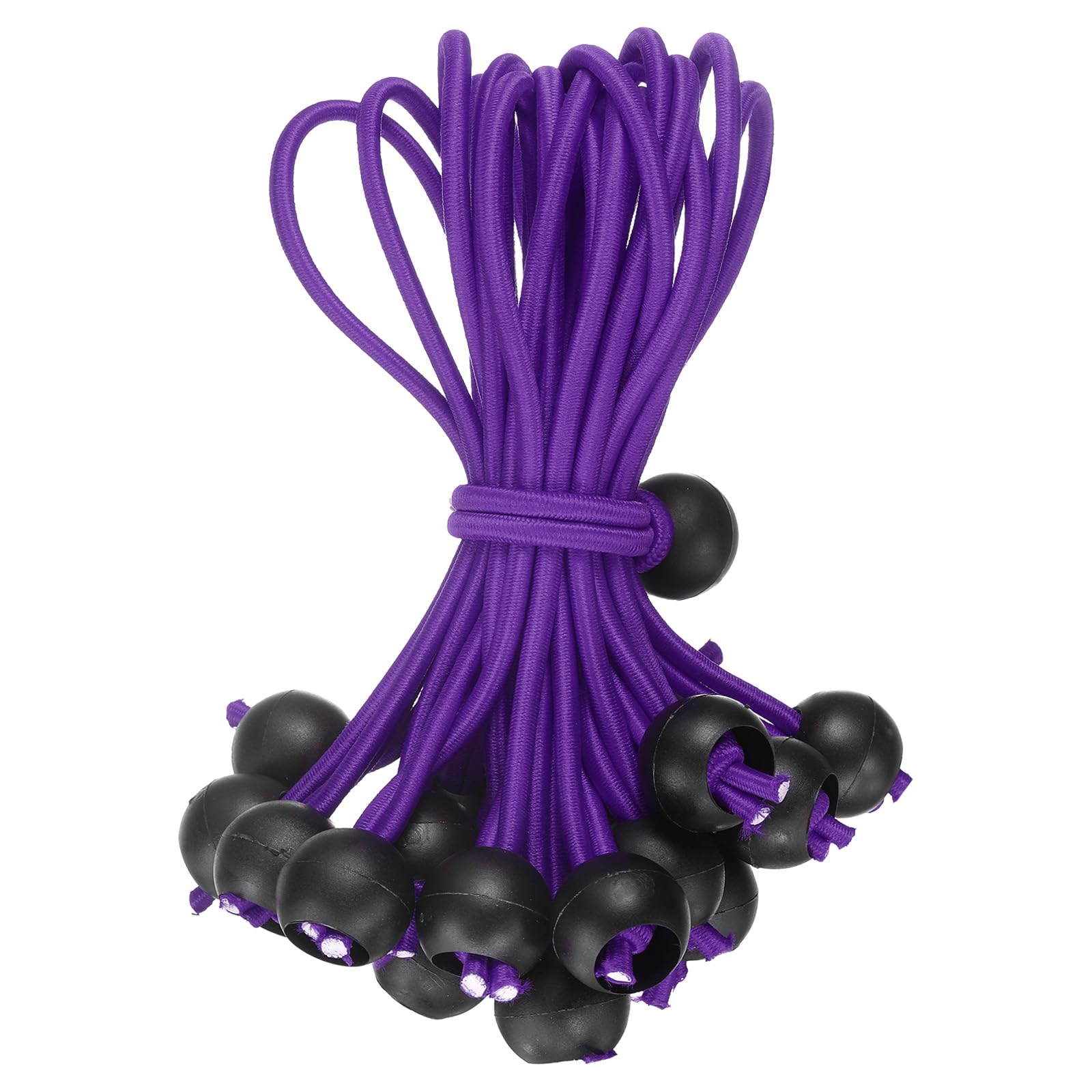 sourcing map 6" Balls Bungee Cords, 20 Pcs Bungee Cords with Balls Elastic Tarp Tie Downs for Tents, Camping, Tarp, Posters, Expander Loops, Tarpaulin Holders, Tarpaulin Rubber (Purple/Black)