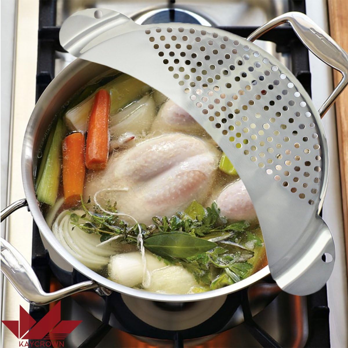 Best Utensils Pan Pot Spaghetti Strainer Premium Stainless Steel Pasta Kitchen Strainer Vegetables Colander & Drainer - Fits All Pots Up To 10 Inches