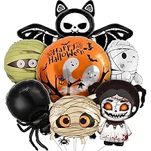 7 PCS Halloween Balloons, Cute Mummy Spider Bat Ghosts Balloons Halloween Party Decorations for Boy Girls Birthday Baby Shower Wedding Party Decorations Supplies