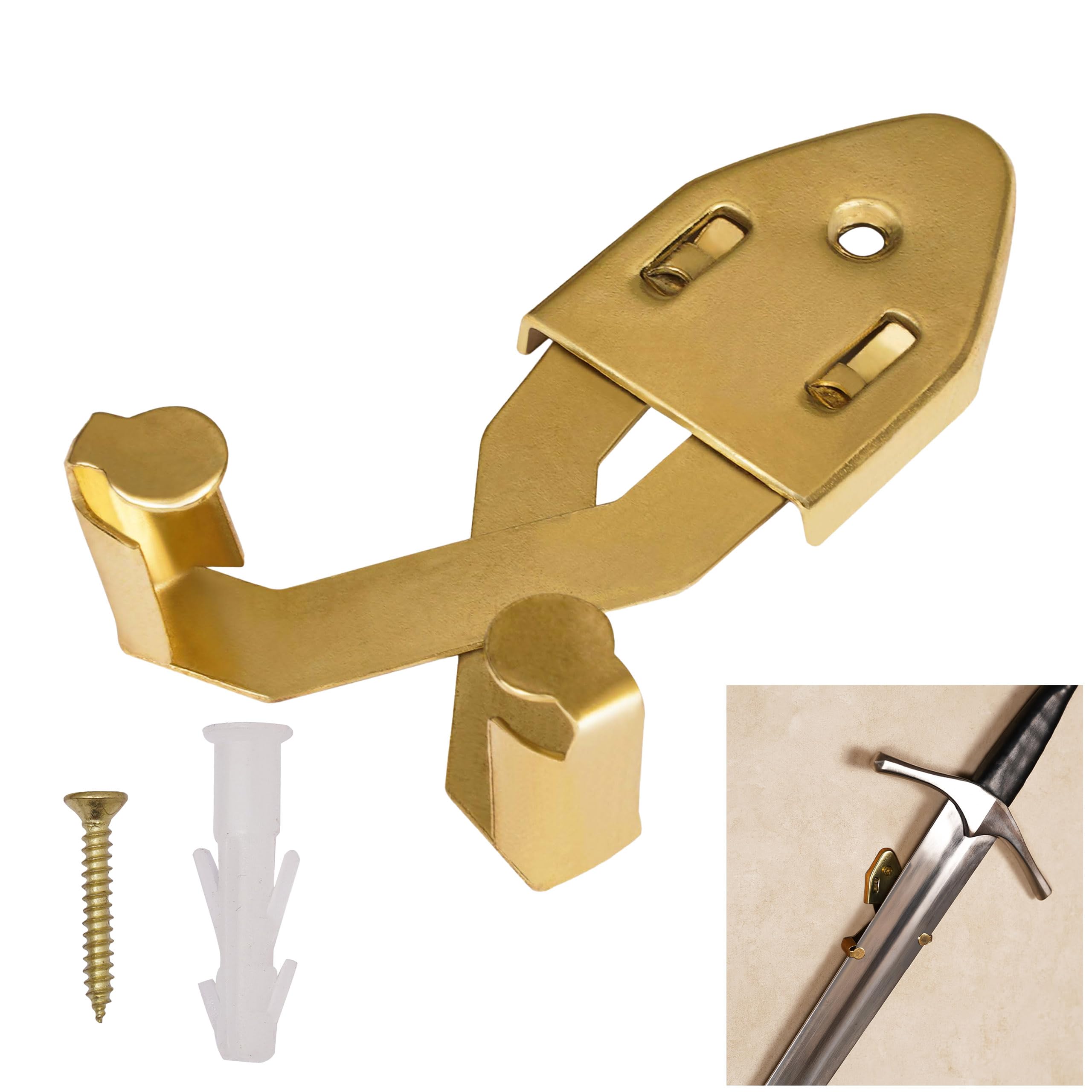 Mythrojan Metal Single Sword Wall Mount - 3 Inch Vertical Sword Display Hanger, Adjustable Multifunctional Wall Rack for Sword, Axe & Knives,