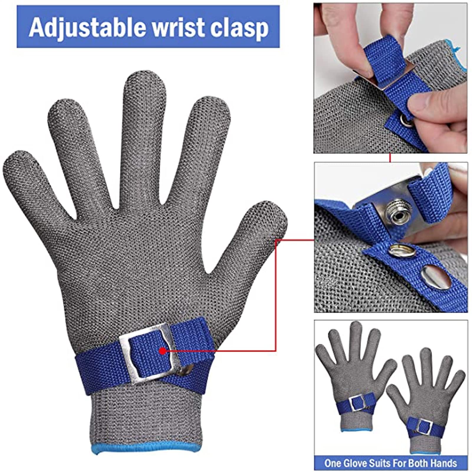WXYZ Guantes Anticortes Guantes de alambre de acero de malla, guantes de trabajo de seguridad protectores de grado 5, impermeables de metal, a prueba de agua, resistente al desgaste y guantes antidesl