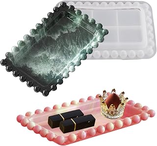 Wehous Resin Tray Mold with Bead Edges - Silicone Rectangle Mould for Epoxy Jewelry Trays, Crafts, Trinket Holders & Home Decor