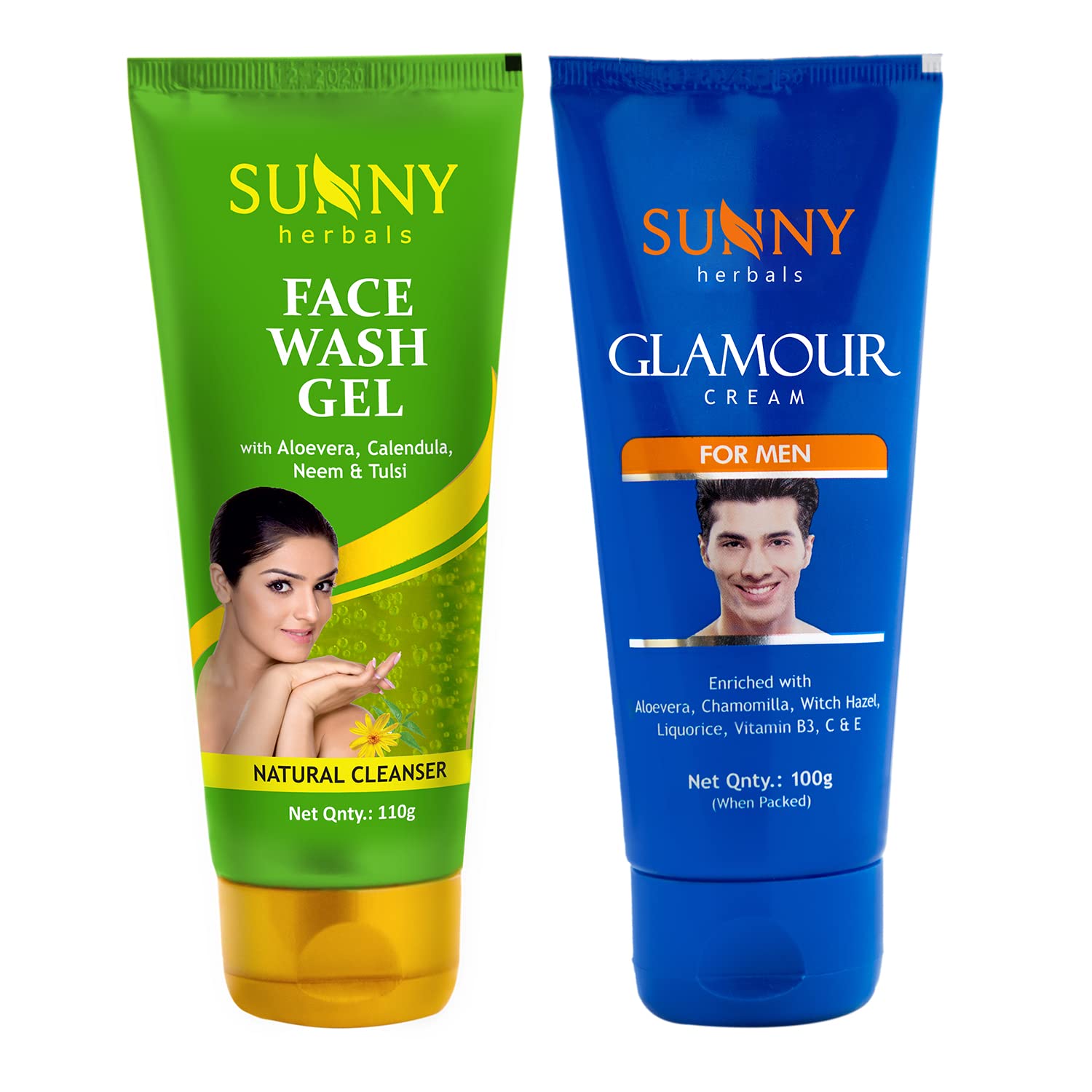 Herbals Neem Face wash(110gm) & Men's Glamour Cream (100gm) Combo | Prevents Pimples & Remove Extra Oil | Moisturizes & Gives Fresh & Supple Skin | Protection From Sun Rays | Imparts Radiance & Charm To Skin