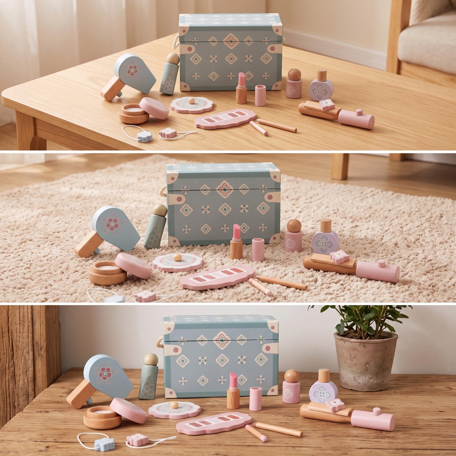Almencla Juego Maquillaje Creativo Portátil, Didáctico, Set Maquillaje con Accesorios, para Casa, Niños
