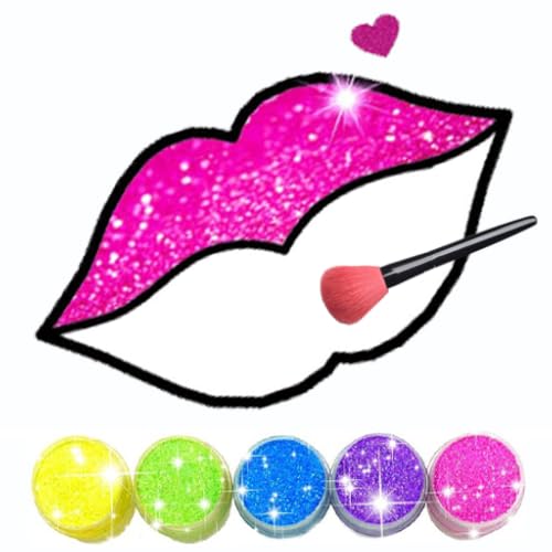 Glitter Lips with Makeup Brush Set coloring Game