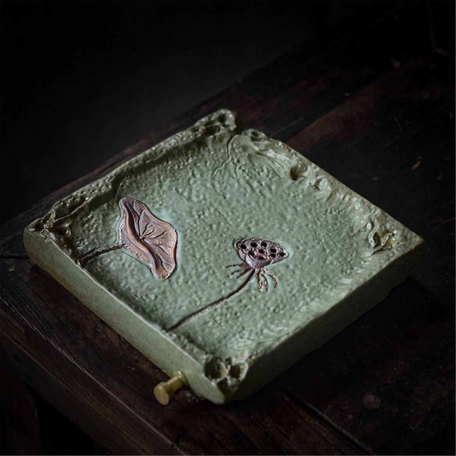 Chinese Style Coarse Pottery Teapot Base, Dry Brewing Tray, Retro Teapot Stand, Tea Base, Dry Brewing Teapot Base, Teapot Stand-Color6