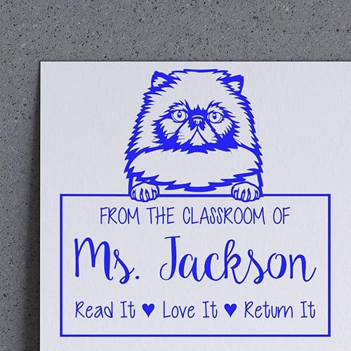 Miniatura 3 de From The Classroom of Himalayan Peeking Cat - Sello personalizado para profesor, disponible en 11 colores de tinta, sello con nombre personalizado