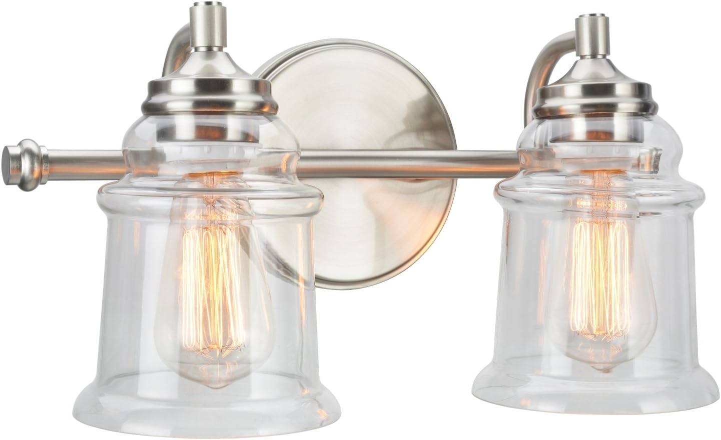 🔥 Aspen Creative 62082, Two-Light Metal Bathroom Vanity Wall Light Fixture, 15 1/4 Wide, Transitional Design in Brushed Nickel with Clear Glass Shade Gеt Chеар Prісе Aspen Creative 62082, Two-Light Metal Bathroom Vanity Wall Light Fixture, 15 1/4 Wide, Transitional Design in Brushed Nickel with Clear Glass Shade