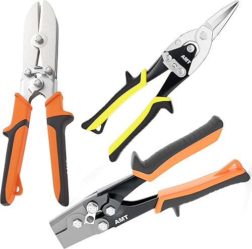 AMERICAN MUTT TOOLS Kit de instalación de herramientas de canalón, punzón de cierre a presión, crimpadora de bajante, corte recto de estaño