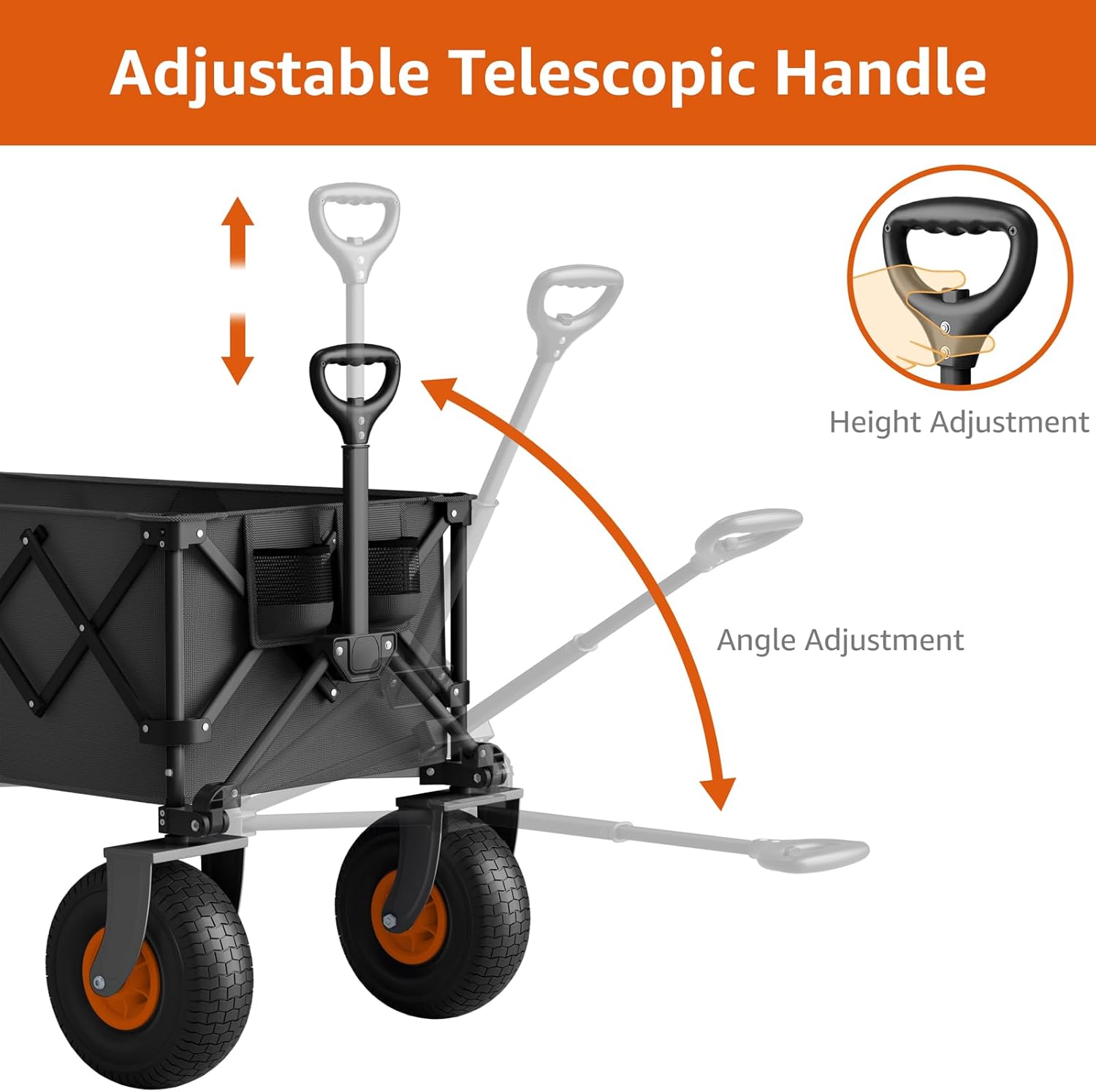 Beach Wagon with Big Wheels for Sand - Heavy Duty 10" Wheel Collapsible Wagons Foldable Large Wagon Cart Folding All Terrain for Camping