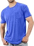 Men's Cotton Blend T-Shirts Casual Crew Neck Short Sleeve Tees with Pocket Basic Solid Color Sports Fitness Tshirt