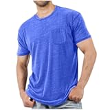 Men Short Sleeve T Shirts with Chest Pocket, Solid Color Crewneck Tee Soft Comfy Summer Tops Workout Athletic Tshirt