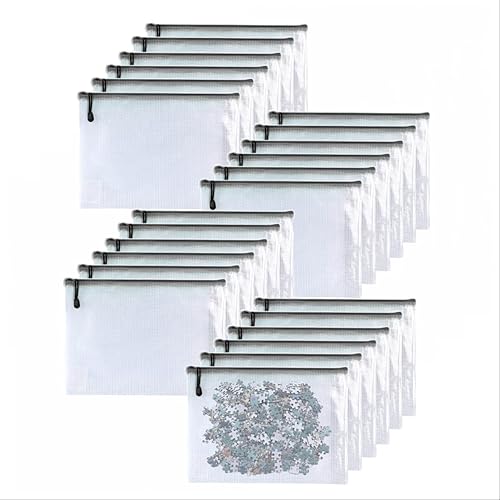 Miniatura 3 de -24 unidades - Bolsa de malla con cremallera de 7 x 11 pulgadas, carpetas de plástico con cremallera, bolsas de rompecabezas para organizar,