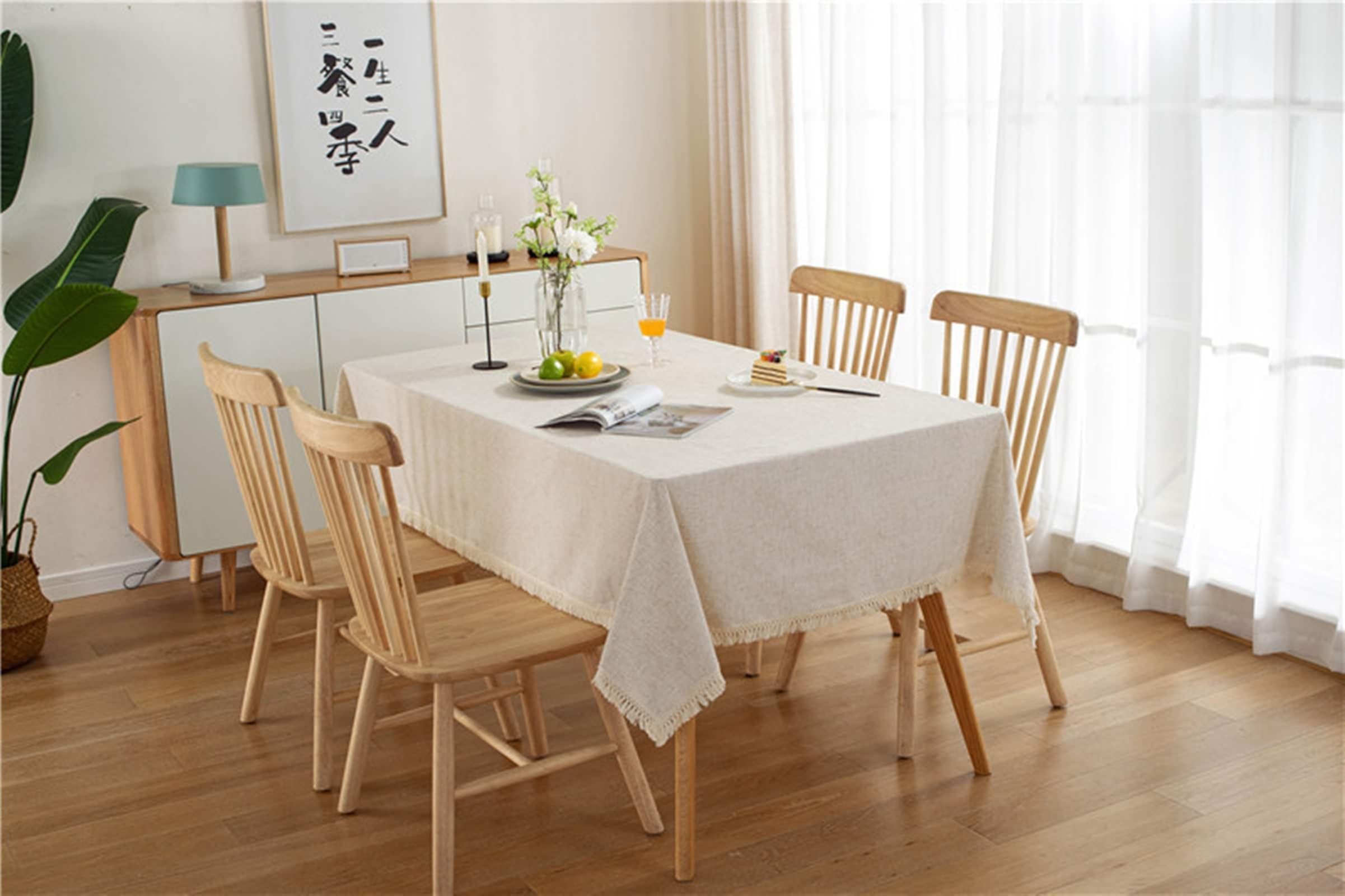 Tovaglia Decorativa Rettangolare, Tovaglie 140 x 180 cm Stile rustico semplice in Pizzo di cotone Tovaglia per Casa e Cucina, Tovaglia Elegante per PicnicBeigeStile 4