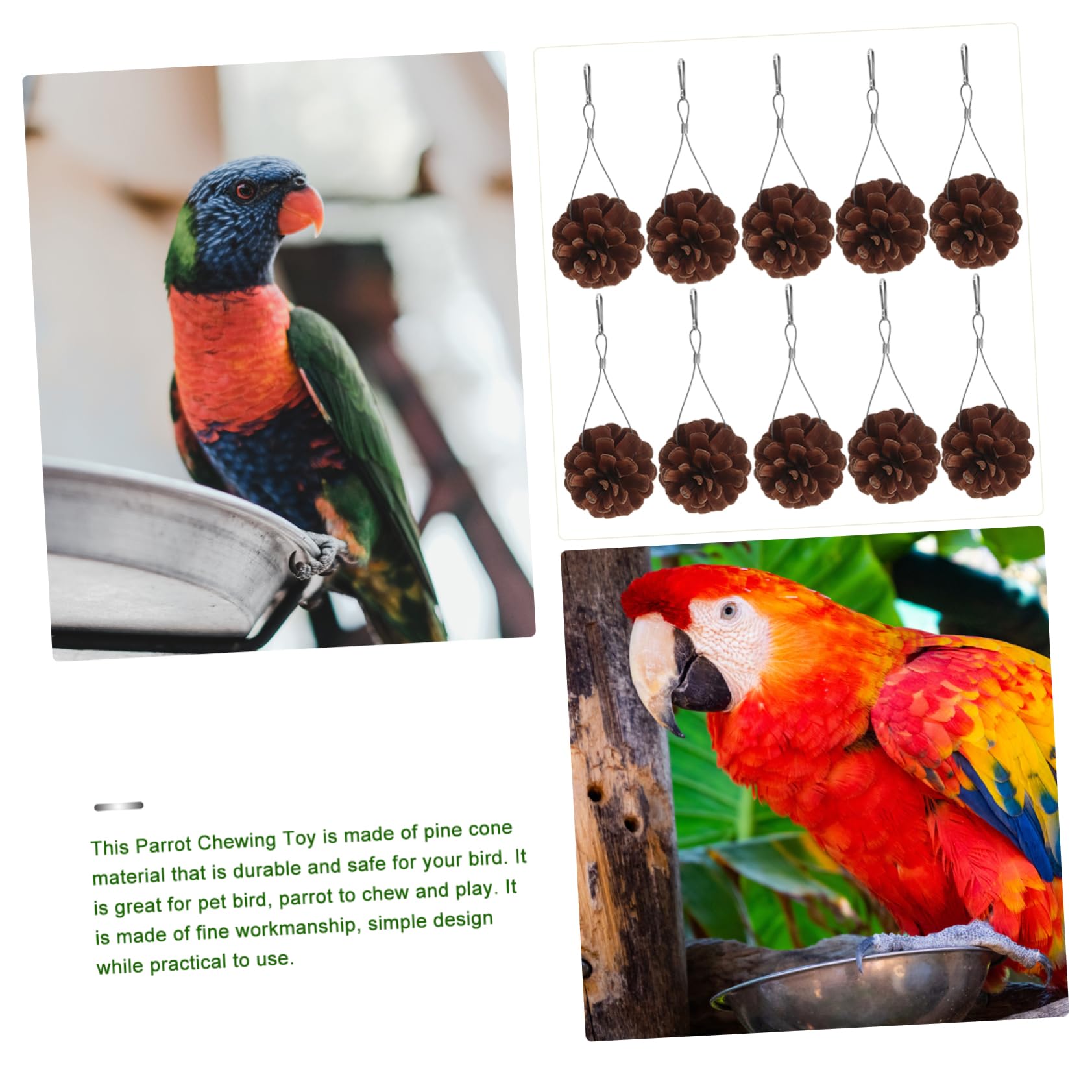 ABOOFAN 20pièces Jouet à Mâcher pour Oiseaux Pigne Naturelle Accessoire De Jeu Suspendu pour Perruches Et Cockatiels pour Forage Et Enrichissement